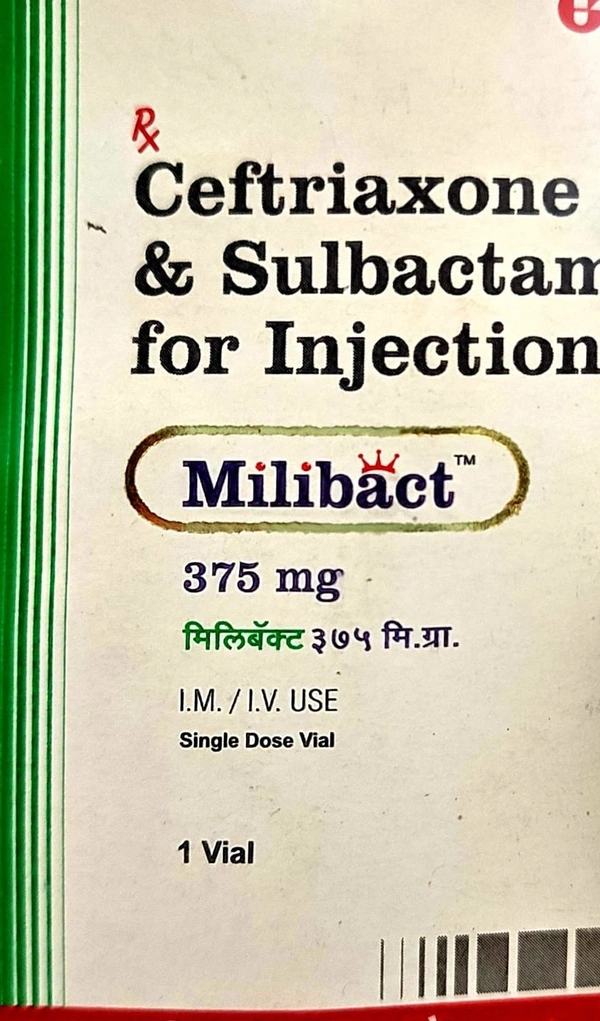 Milibact 375mg Injection - 1 Vial