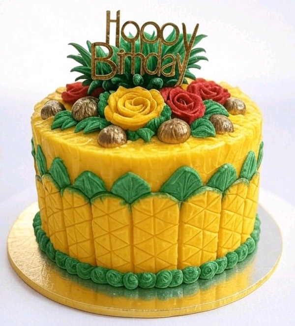 Red Rose With Golden Silver Cake - 1 Kg