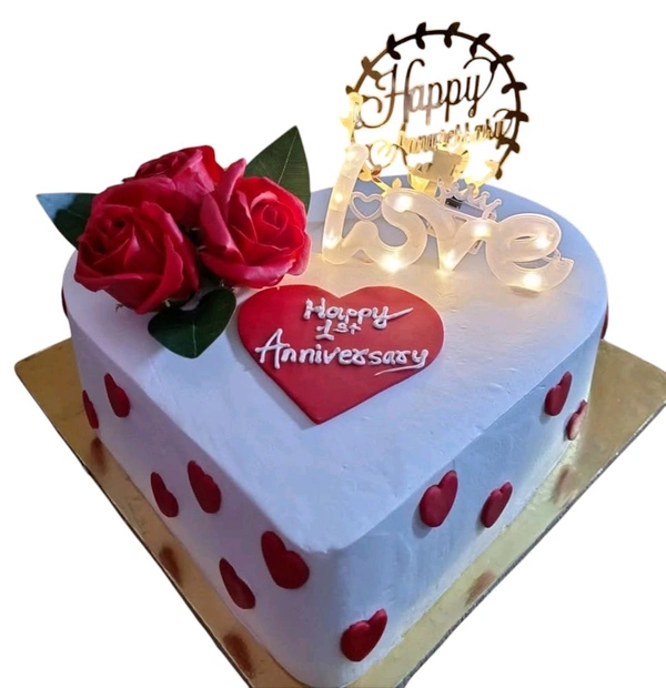 Heart With Red Roses Cake - 3 Kg