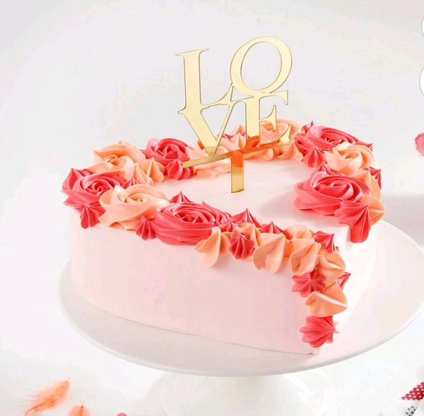 Pink Heart Shaped Rosette Cake - 1kg