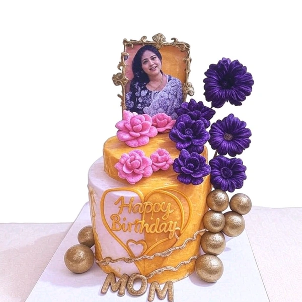 Mom's Birthday Cake With Photo - 2.5 Kg
