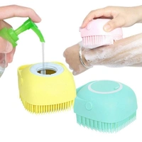Silicon Massage Bath Brush Hair, Scalp & Bathing Brush For Cleaning Body | Silicon Wash Scrubber, Cleaner & Massager For Shampoo, Soap Dispenser | Bathing Tool | Brushes, Bathroom, Men & Women (Multicolor)