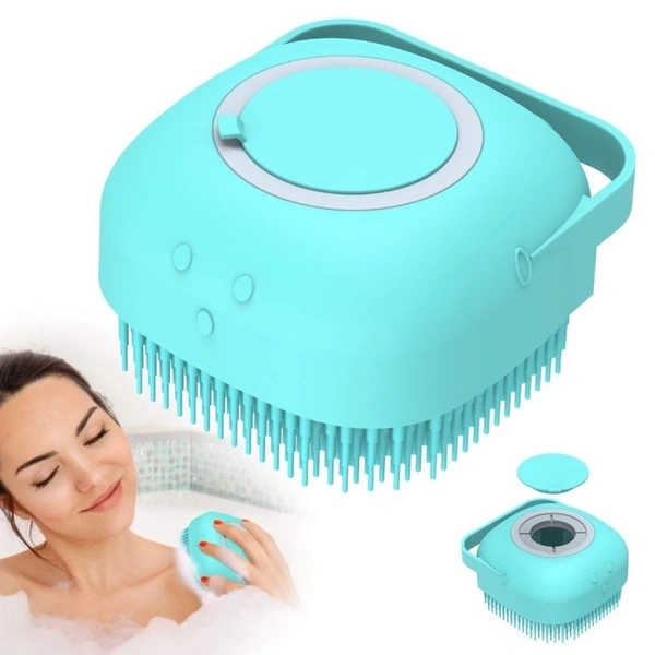 Silicon Massage Bath Brush Hair, Scalp & Bathing Brush For Cleaning Body | Silicon Wash Scrubber, Cleaner & Massager For Shampoo, Soap Dispenser | Bathing Tool | Brushes, Bathroom, Men & Women (Multicolor)