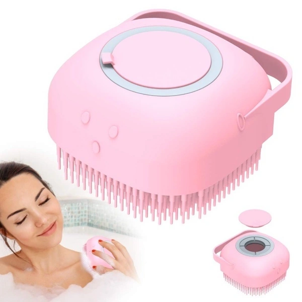 Silicon Massage Bath Brush Hair, Scalp & Bathing Brush For Cleaning Body | Silicon Wash Scrubber, Cleaner & Massager For Shampoo, Soap Dispenser | Bathing Tool | Brushes, Bathroom, Men & Women (Multicolor)