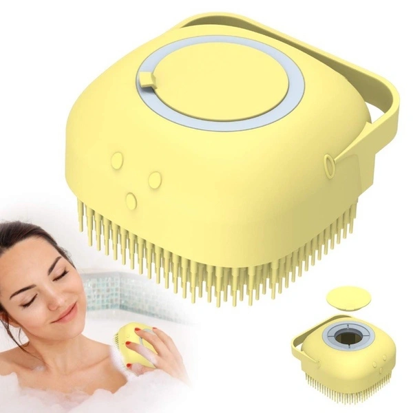 Silicon Massage Bath Brush Hair, Scalp & Bathing Brush For Cleaning Body | Silicon Wash Scrubber, Cleaner & Massager For Shampoo, Soap Dispenser | Bathing Tool | Brushes, Bathroom, Men & Women (Multicolor)