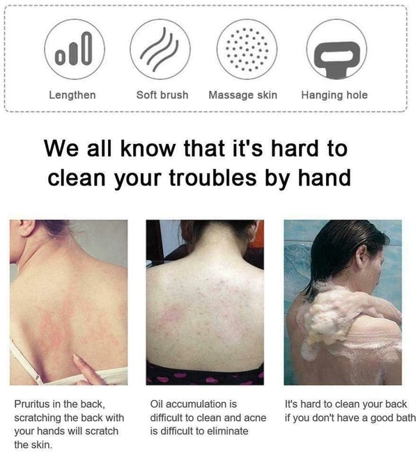 Silicone Body Back Scrubber, Double Side Bathing Brush for Skin Deep Cleaning Massage, Dead Skin Removal Exfoliating Belt for Shower, Easy to Clean, Lathers Well for Men & Women (Multicolour)