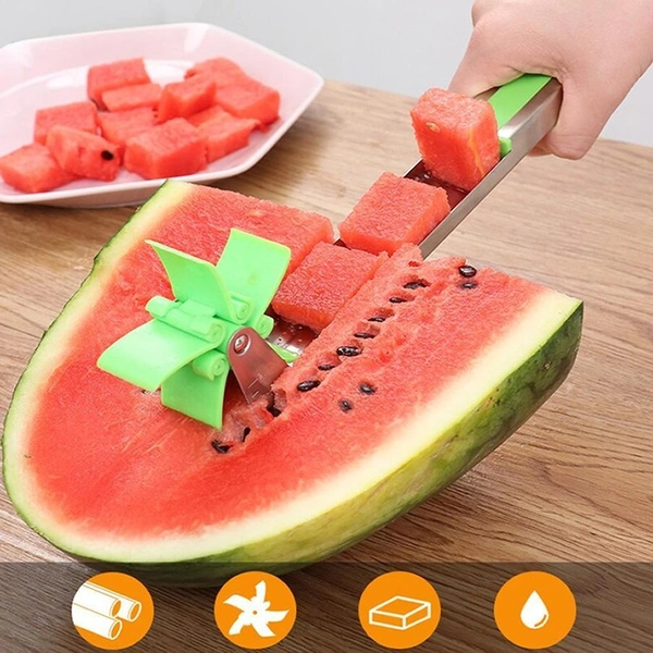 Watermelon Slicer Cutter,Melon Corer Windmill Watermelon Cutter Watermelon Knife, Perfect for Cutt Premium Stainless Steel Slicer Tongs