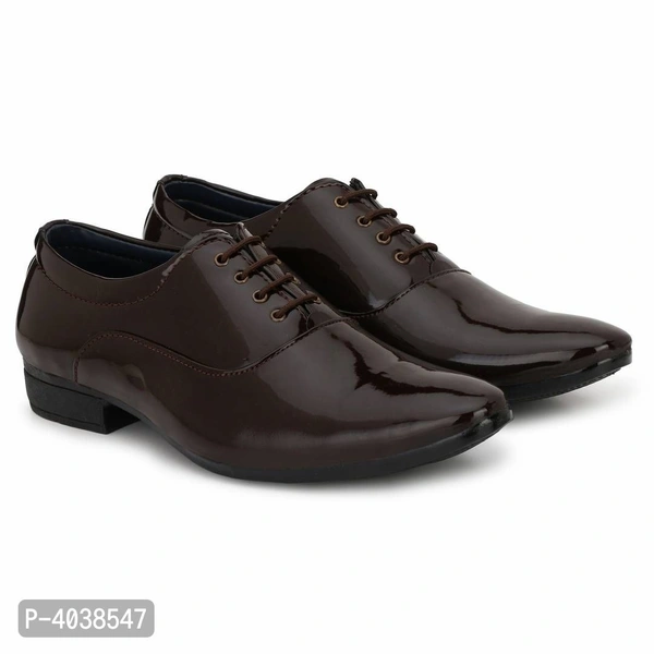 Premium Oxford Patent Leather Coffee Brown Shining Lace-Up Party Wear Designer Formal Shoes - Brown, uk6