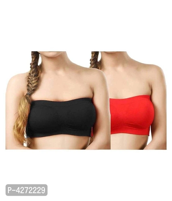 Women Bra Non Padded Tube Bra Off Shoulder Bra for Teenagers Strapless Bra(Pack of 2) - Multicolour