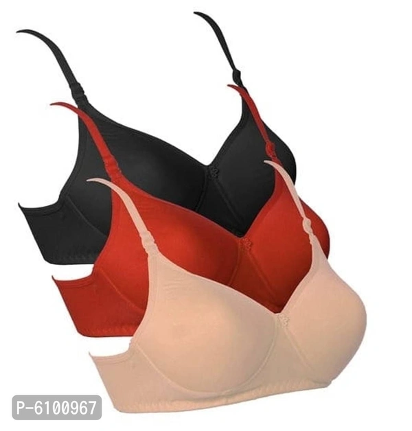 Women's Padded Full Coverage Bra Pack Of 3 - Multicoloured, 34