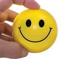 Heart Beat Stress Relief Smiley Balls, Yellow Squeeze Toys, Pack of 12, Non-Toxic Soft Sponge Balls for Kids and Adults