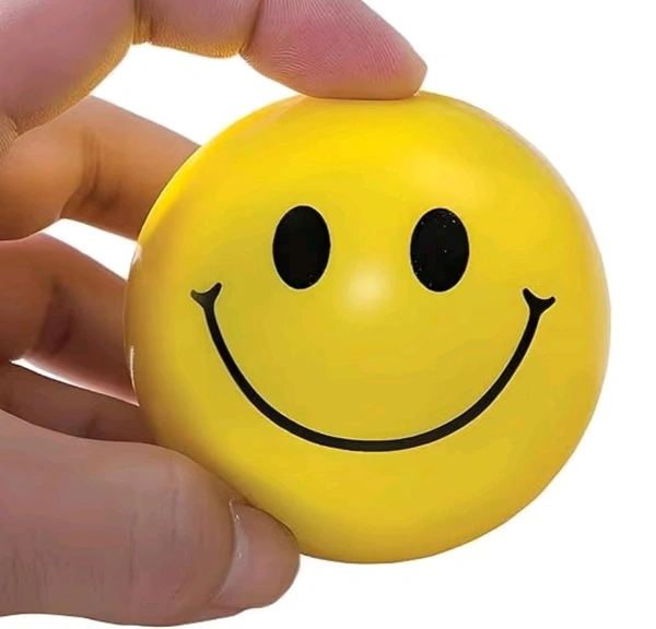 Heart Beat Stress Relief Smiley Balls, Yellow Squeeze Toys, Pack of 12, Non-Toxic Soft Sponge Balls for Kids and Adults