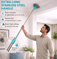 Spider Web Cleaner Stick| Web Cleaner Broom Long Extendable| Dust Cleaning Brush for Indoor and Outdoor Web Cleaning| Cobweb Duster with Extenion Pole