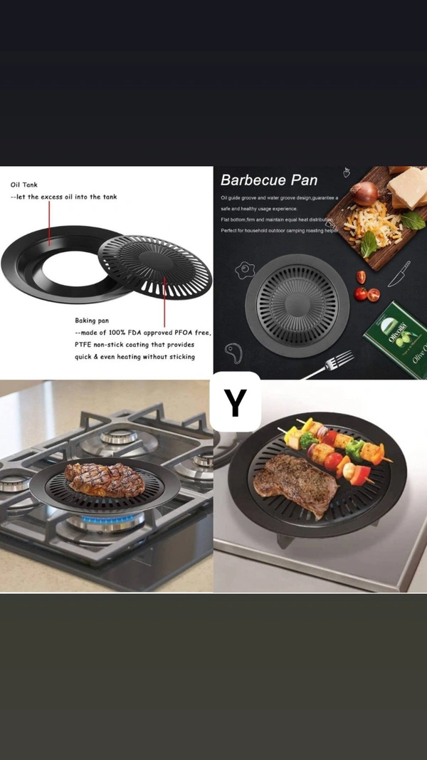 899.00 M.R.P.: ₹1,999.00BBQ PAN1)Drip Pan (Material: cold rolled, Surface: enamel coated, diameter: 318mm, function: to collect water and grease. )2)Grill (Material:Aluminum alloy, Non-sticky surface, diameter: 244mm )3)Handle (material: 1.5mm cold rolled, painted surface, height: 115mm)
