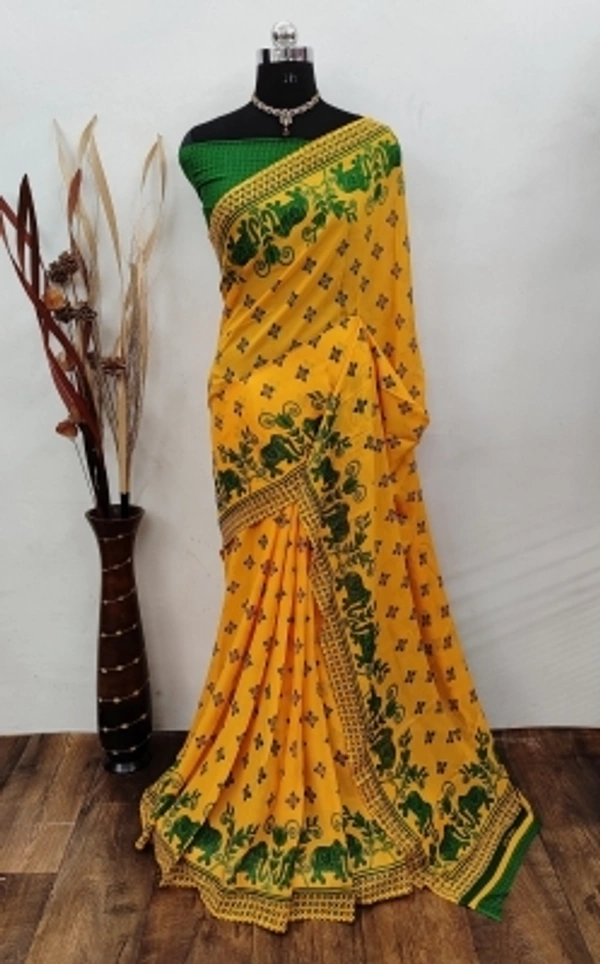 Abc1340 Floral Print Daily Wear Georgette SareeStyle Code :SP_MQ_1052_1Pattern :Floral PrintPack of :1Secondary Color :Dark BlueOccasion :Party & FestiveConstruction Type :MachineFabric Care :Hand Wash