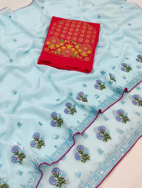 Shree Nakoda Enterprise NEW EXCLUSIVE SEQUENCE WORK SAREE - A1