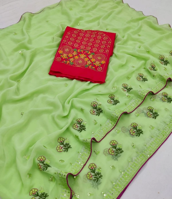 Shree Nakoda Enterprise NEW EXCLUSIVE SEQUENCE WORK SAREE - A1