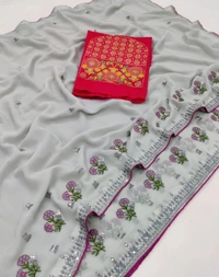 Shree Nakoda Enterprise NEW EXCLUSIVE SEQUENCE WORK SAREE - A1