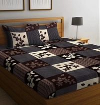 Sk 120 TC Polycotton Double 3D Printed BedsheetColor: Brown, Beige, White redSize: Double, Double KingSales Package :1 Double Bed Sheet with 2 Pillow CoversNumber of Bedsheets :1Color :Brown, BeigeType :FlatSize :DoubleCharacter :Soft Double Bedsheet With 2 Pillow CoversMaterial :Polycotton7 Days Return Policy, No questions asked.