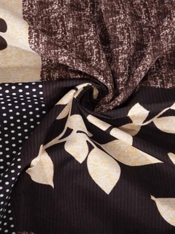 Sk 120 TC Polycotton Double 3D Printed BedsheetColor: Brown, Beige, White redSize: Double, Double KingSales Package :1 Double Bed Sheet with 2 Pillow CoversNumber of Bedsheets :1Color :Brown, BeigeType :FlatSize :DoubleCharacter :Soft Double Bedsheet With 2 Pillow CoversMaterial :Polycotton7 Days Return Policy, No questions asked.