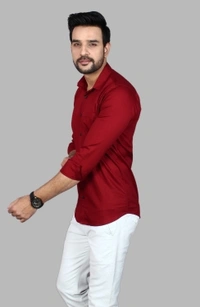 Liza Martin Men Solid Casual Red ShirtColor: Blue, Cream, Light Blue, Light Green, Maroon, RedSize: M, L, XL, XXLFabric: Cotton BlendRegular Fit, Full SleeveCollar Type: SlimPattern: SolidSet of 110 Days Return Policy, No questions asked. - M