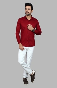 Liza Martin Men Solid Casual Red ShirtColor: Blue, Cream, Light Blue, Light Green, Maroon, RedSize: M, L, XL, XXLFabric: Cotton BlendRegular Fit, Full SleeveCollar Type: SlimPattern: SolidSet of 110 Days Return Policy, No questions asked. - M