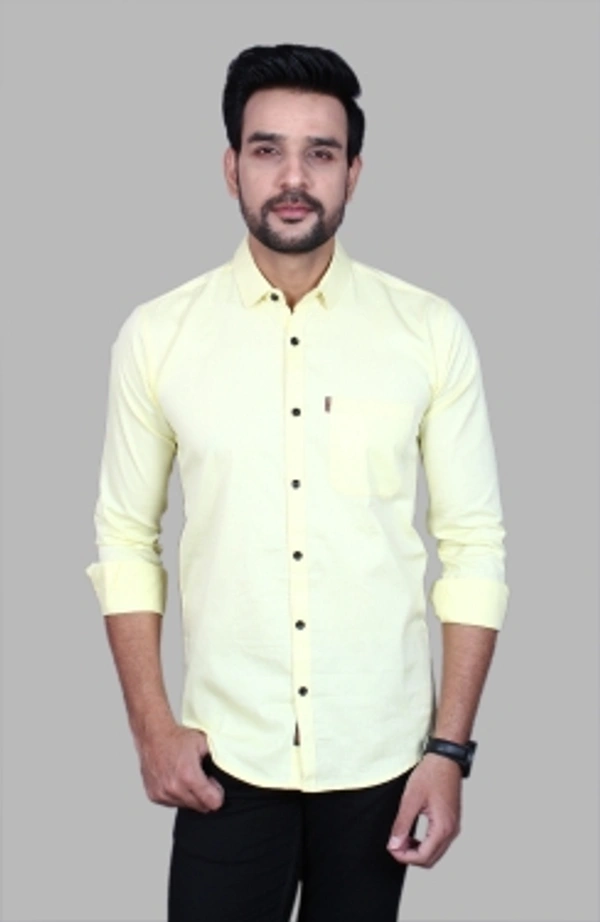 Liza Martin Men Solid Casual Cream ShirtColor: Blue, Cream, Light Blue, Light Green, Maroon, RedSize: M, L, XL, XXLFabric: Cotton BlendRegular Fit, Full SleeveCollar Type: SlimPattern: SolidSet of 110 Days Return Policy, No questions asked. - L