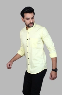 Liza Martin Men Solid Casual Cream ShirtColor: Blue, Cream, Light Blue, Light Green, Maroon, RedSize: M, L, XL, XXLFabric: Cotton BlendRegular Fit, Full SleeveCollar Type: SlimPattern: SolidSet of 110 Days Return Policy, No questions asked. - L