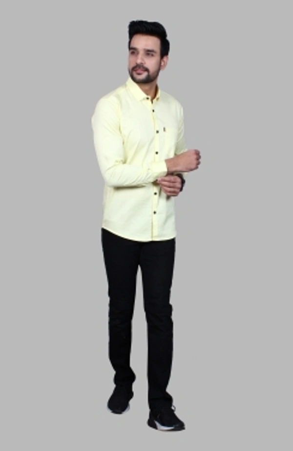 Liza Martin Men Solid Casual Cream ShirtColor: Blue, Cream, Light Blue, Light Green, Maroon, RedSize: M, L, XL, XXLFabric: Cotton BlendRegular Fit, Full SleeveCollar Type: SlimPattern: SolidSet of 110 Days Return Policy, No questions asked. - L