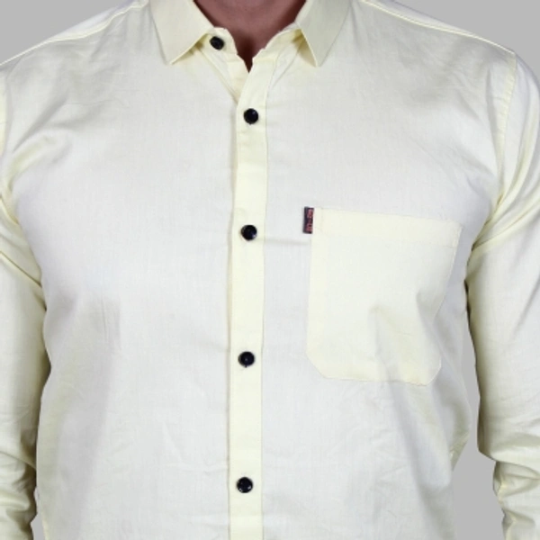 Liza Martin Men Solid Casual Cream ShirtColor: Blue, Cream, Light Blue, Light Green, Maroon, RedSize: M, L, XL, XXLFabric: Cotton BlendRegular Fit, Full SleeveCollar Type: SlimPattern: SolidSet of 110 Days Return Policy, No questions asked. - L