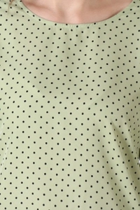 Casual Polka Print Women Green TopColor: Black, Green, Maroon, Navy, WhiteSize: S, M, L, XLColor Code :GreenStyle Code :SPY_108_GreenSize :MFabric :CrepeOccasion :CasualFabric Care :Regular Machine WashPattern :Polka Print7 Days Return Policy, No questions asked. - S
