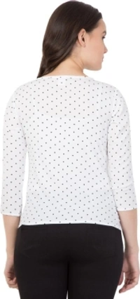 Casual Polka Print Women White TopColor: Black, Green, Maroon, Navy, WhiteSize: S, M, L, XLColor Code :WhiteStyle Code :SPY_109_WhiteTOP_MSize :MFabric :CrepeOccasion :CasualFabric Care :Regular Machine WashPattern :Polka Print7 Days Return Policy, No questions asked. - L