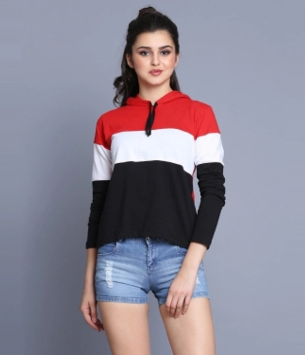 Color Block Women Multicolor T-ShirtColor: Blue, Maroon, Mustard, Olive, Red, See GreenSize: S, M, L, XLColor :MulticolorType :Hooded NeckSleeve :Full SleeveFit :RegularFabric :Cotton BlendStyle Code :Hood4348Neck Type :Hooded Neck7 Days Return Policy, No questions asked. - Nevy Blue, L