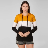 Color Block Women Multicolor T-ShirtColor: Blue, Maroon, Mustard, Olive, Red, See GreenSize: S, M, L, XLColor :MulticolorType :Hooded NeckSleeve :Full SleeveFit :RegularFabric :Cotton BlendStyle Code :Hood4348Neck Type :Hooded Neck7 Days Return Policy, No questions asked. - See Blue, M
