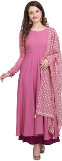 THE FAB FACTORY Women Kurta and Dupatta SetGeorgette, Crepe FabricFull SleeveSolid PatternColor: PinkFor Women10 Days Return Policy, No questions asked. - M