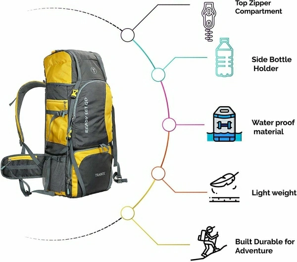 HK1-Y TREKKING BAG 65L HIKING BACKPACK TRAVEL RUCKSACK