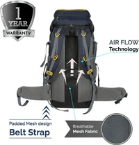 TREKKING BACKPACK 65L Blue,yellow 