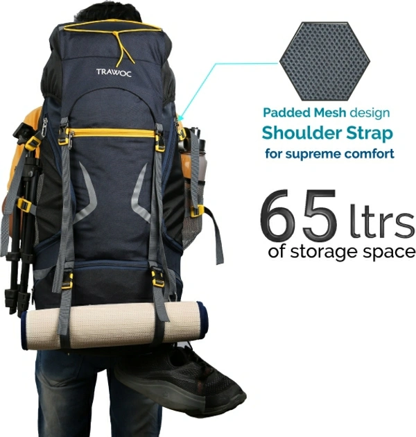 TREKKING BACKPACK 65L Blue,yellow 
