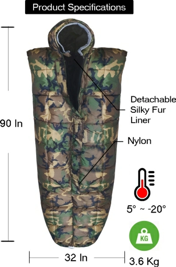 RHINOKRAFT Detachable Inner Fleece 6 Layer Sleeping Bag