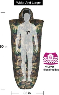 RHINOKRAFT Detachable Inner Fleece 6 Layer Sleeping Bag