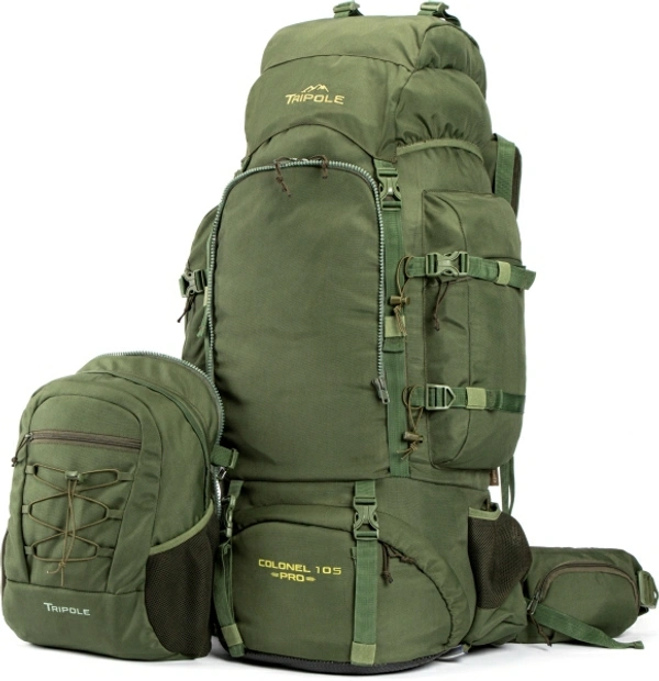 Tripole Colonel Pro Metal Frame Rucksack | Front Opening | Detachable Bag Rucksack  - 105 L - Green