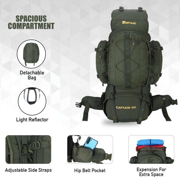 IMPULSE Captain 95L Waterproof Rucksack  - Green
