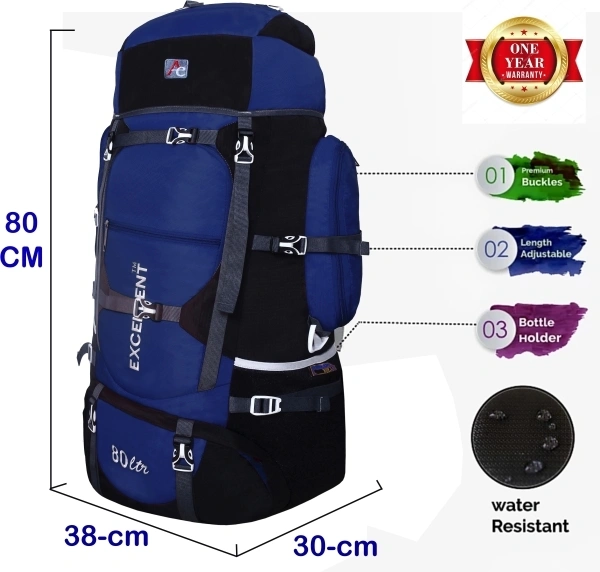 Ra One 80L Hiking Rucksack  - Black