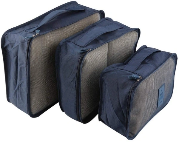 Travel Organizer Packing Cube Set ( 3 Pcs Mesh Bag +3 Pcs Storage Pouch) - Green