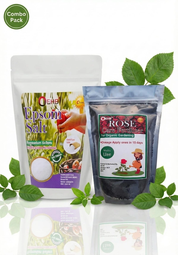 OEHB Epsom Salt(450G) for Rose Care(450G) | Fast Growth, More Blooms & Deep Green Leaves | Natural Magnesium Sulphate for Plants | OEHB Rose Booster