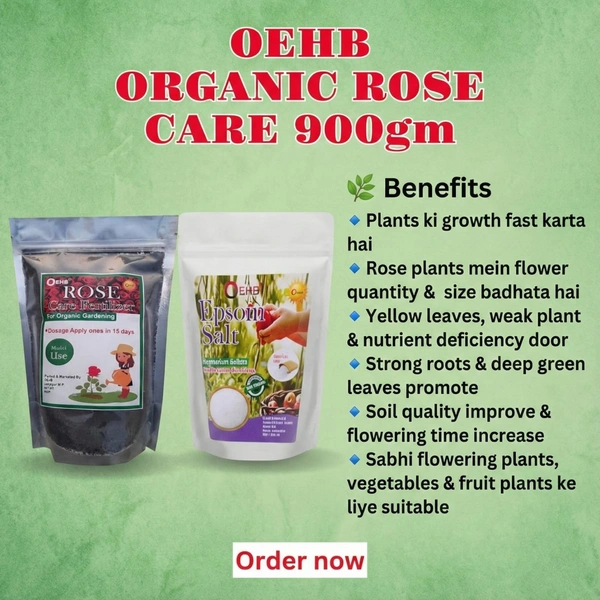 OEHB Epsom Salt(450G) for Rose Care(450G) | Fast Growth, More Blooms & Deep Green Leaves | Natural Magnesium Sulphate for Plants | OEHB Rose Booster