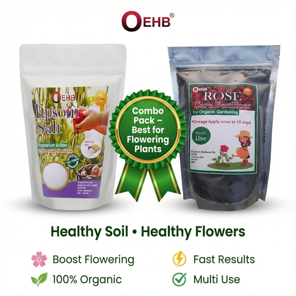 OEHB Epsom Salt(450G) for Rose Care(450G) | Fast Growth, More Blooms & Deep Green Leaves | Natural Magnesium Sulphate for Plants | OEHB Rose Booster