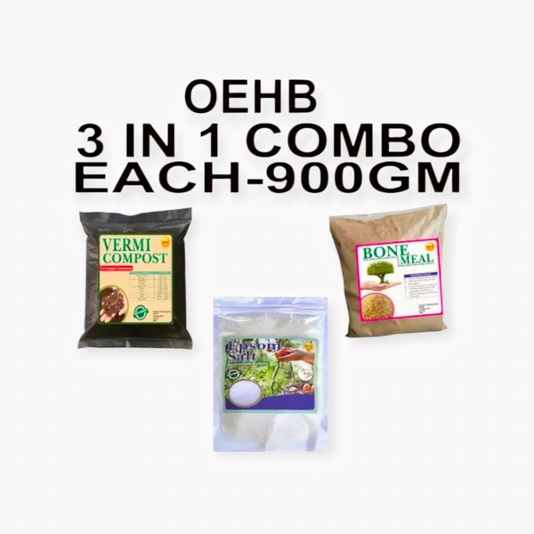 OEHB 3 IN 1 COMBO Vermicompost 900g, Epsom Salt 900g and Bone Meal 900g