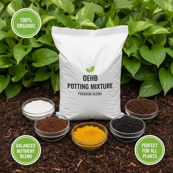 OEHB Potting Mixture – 100% Organic Soil Booster for All Plants | Bone Meal, Neem Cake, Mustard Cake, Humic Acid & Vermicompost Blend 10KG