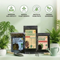 OEHB 3 in 1 100% Organic Neem Cake Powder 450gm, Vermicompost 900gm and Mustard Oil Cake 450gm (Total 1800gm) for Plant || Trace Garden || Indoor and Outdoor Plant